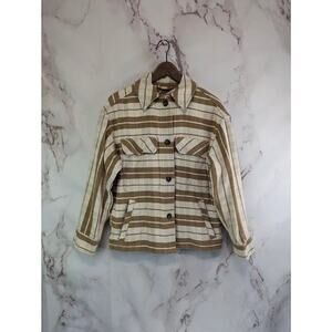 Everlane Jacket Women Large Brown The Oversized Striped Shirt Shacket Flannel